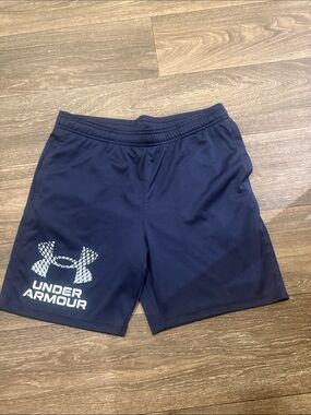 Under Armour Youth Navy Athletic Shorts with White Logo